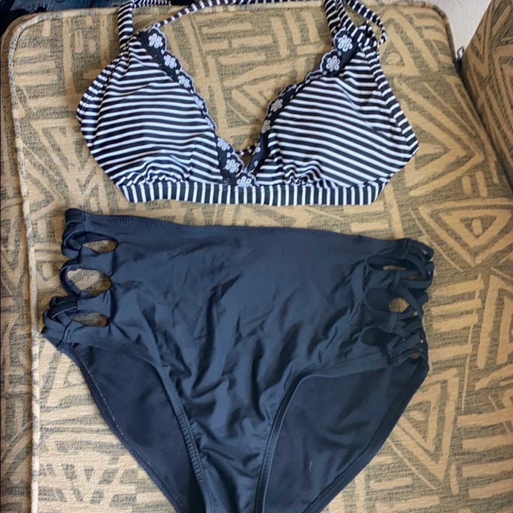 Black striped bikini high rise - Picture 2 of 2